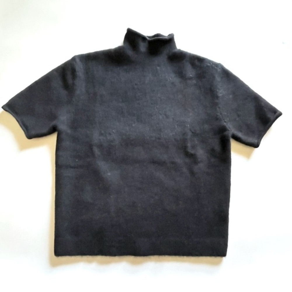 Zara short sleeve mock neck fuzzy black sweater